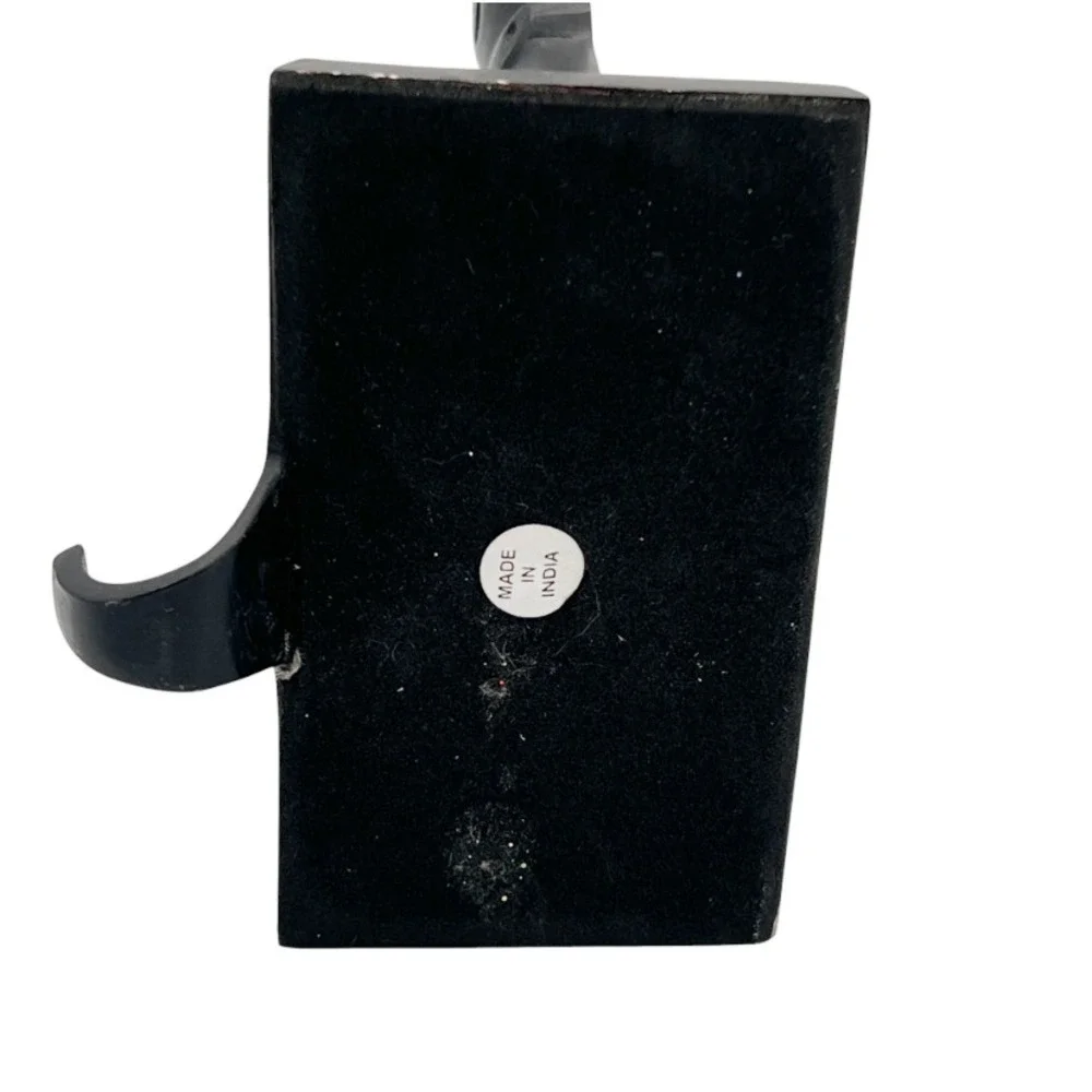Black Cat Stocking Holder Santa Hat Cast Metal Mantel‎ Hook Christmas Vintage